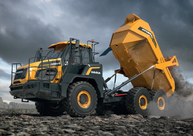 Dit zijn de Hyundai HA30A en HA45A, twee nieuwe knikdumpers die perfect passen naast onze andere machines uit de A-Serie. Gebaseerd op een beproefd ontwerp met 50 jaar ervaring, hebben ze vele unieke kenmerken die ze onderscheiden. Een tandemachteras en onafhankelijke voorwielophanging maken de dumpers beter manoeuvreerbaar met meer tractie voor hogere productiviteit en meer veiligheid en comfort. Met een schuin aflopend chassis, servicetoegang op maaiveldniveau en een van de grootste cabines in de industrie, maken onze nieuwe machines deel uit van een programma en reputatie die maar blijven groeien.