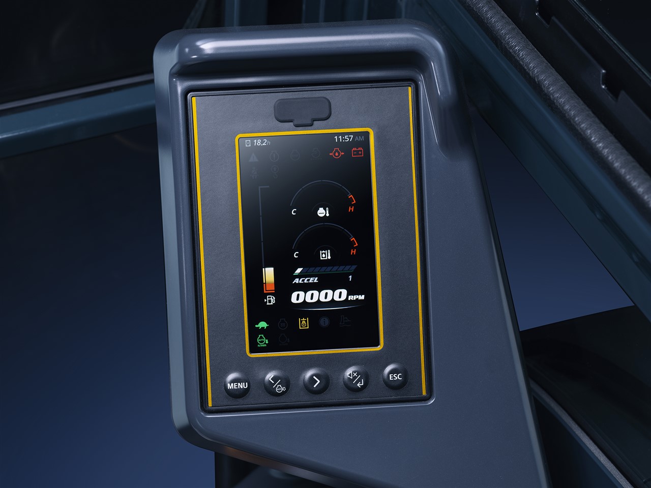 De cabine van de HX35A Z is ontworpen om elke operator een productieve en stressvrije werkomgeving aan te bieden. Zijn ergonomische ontwerp helpt u gemakkelijker en met minder vermoeidheid te presteren. Bedieningshendels zijn gemakkelijk bereikbaar en een instrumentendisplay is beschikbaar voor de operator zodat die geïnformeerd is over relevante machinegegevens.